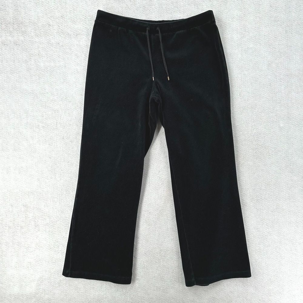 Lauren Ralph Lauren Velvet Track Pants Womens LARGE‎ Black Velour Pull On